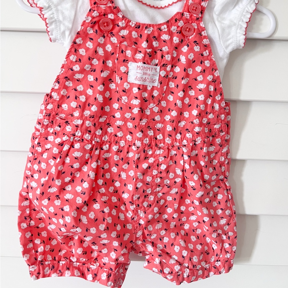 Red Floral Baby Romper with T-Shirt